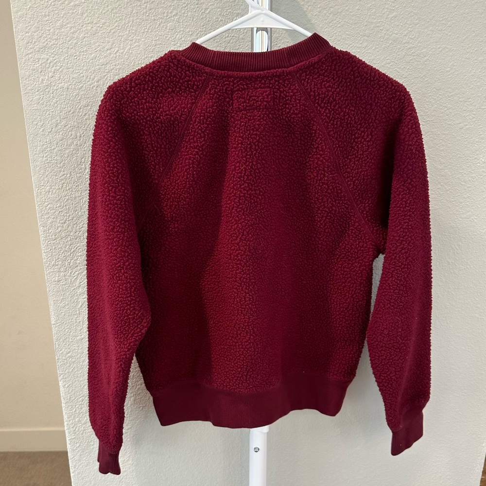EVERLANE “Renew” Oxblood Burgundy Crew Neck Sherpa Sweater Top - Picture 8 of 10